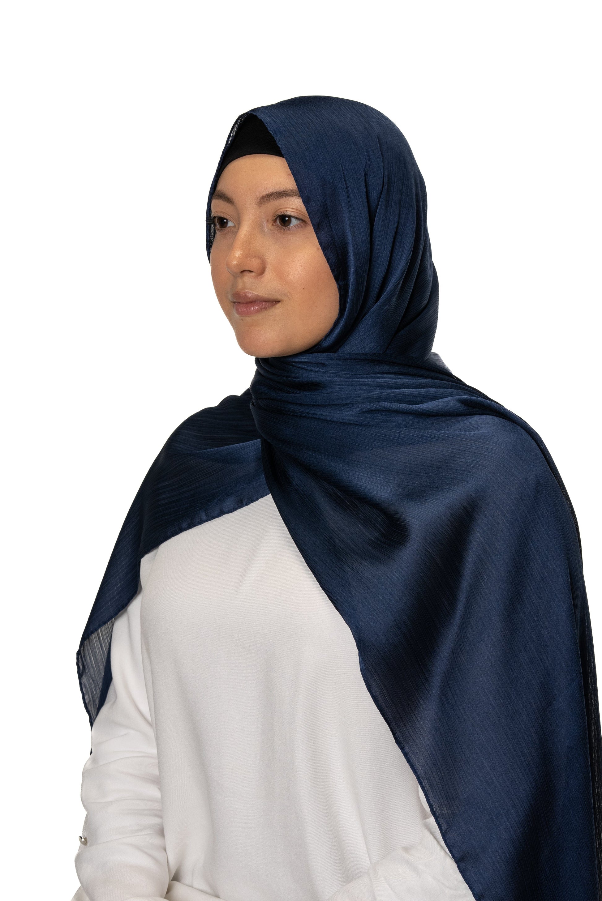 Jolie Nisa Hijab Navy Jolie Nisa None Slip Premium Satin Crinkle Hijab Scarf Your Style with Jolie Nisa None Slip Premium Satin Crinkle Hijab Scarf
