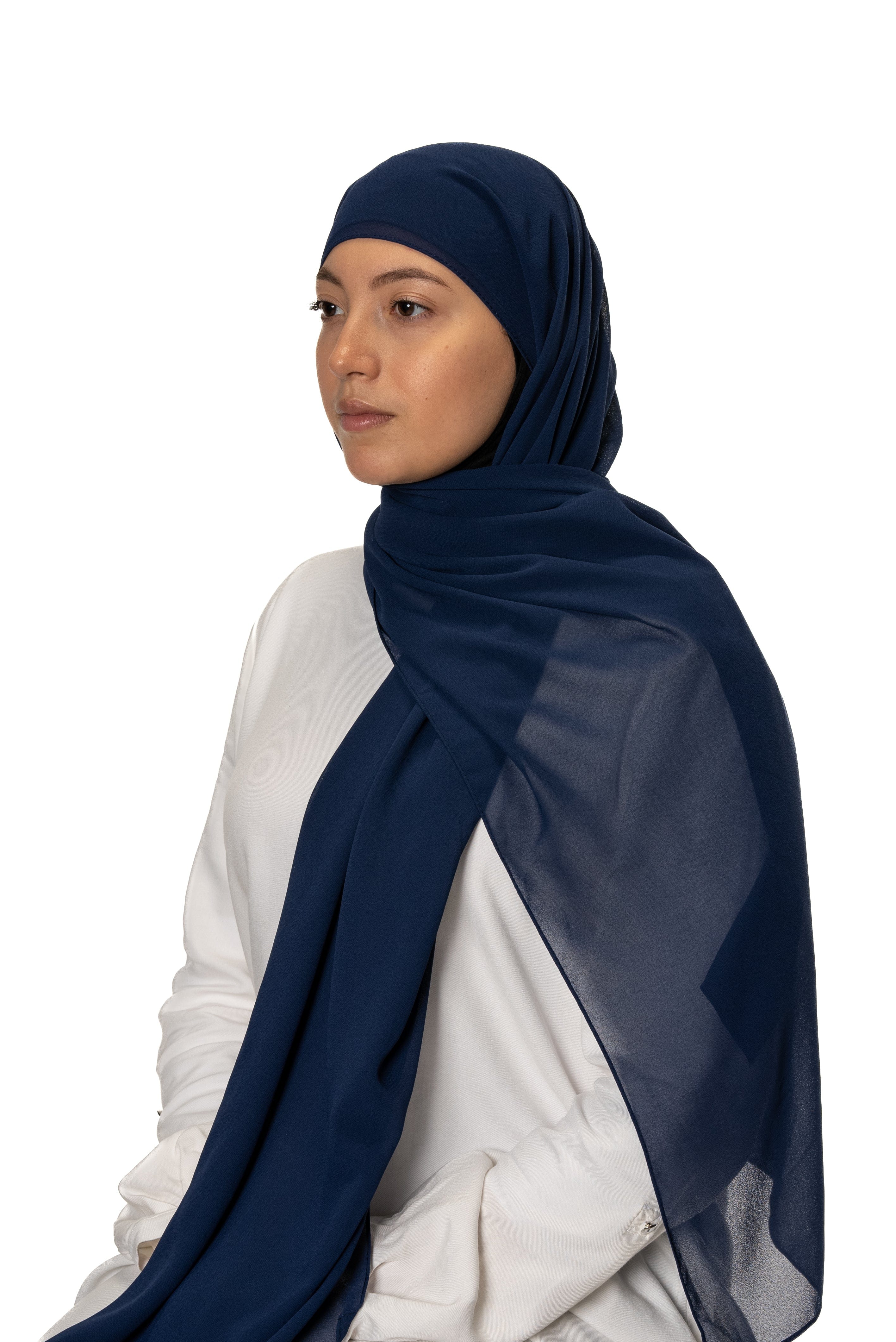 Jolie Nisa Hijab Navy Jolie Nisa Premium None Slip instant Chiffon Ready to Wear Hijab Scarf