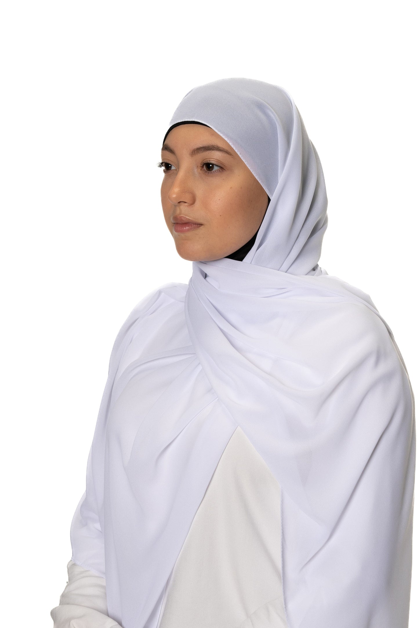 Jolie Nisa Hijab White Jolie Nisa Premium None Slip instant Chiffon Ready to Wear Hijab Scarf