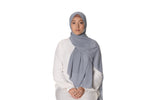Load image into Gallery viewer, Jolie Nisa Hijab Ash Grey Premium Luxury Crepe Crinkle Hijab - Non-Slip and Comfortable Hijab for All Occasions Premium Luxury Crepe Crinkle Hijab, voile - Soft and Stylish Headscarf
