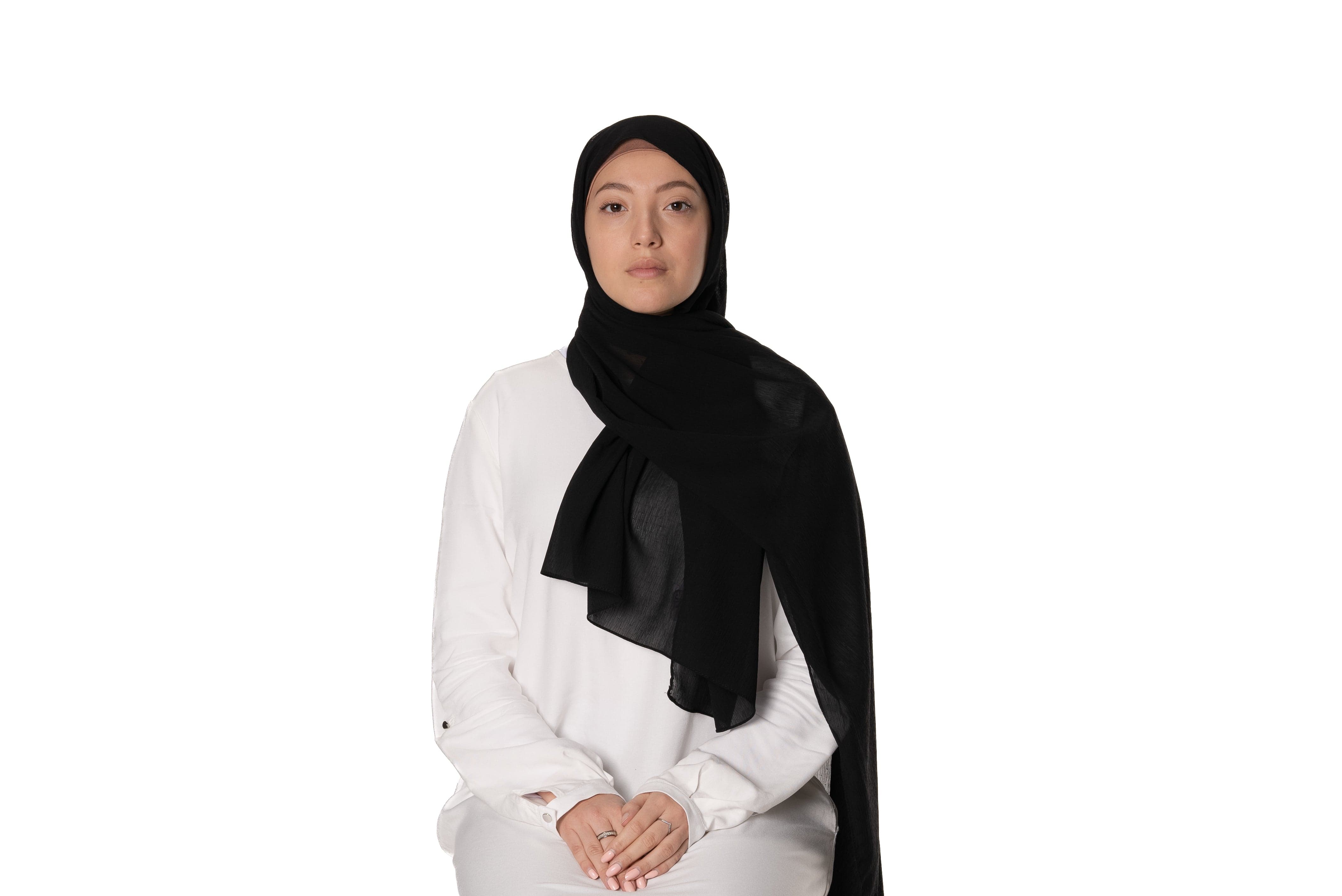 Jolie Nisa Hijab Black Premium Luxury Crepe Crinkle Hijab - Non-Slip and Comfortable Hijab for All Occasions Premium Luxury Crepe Crinkle Hijab, voile - Soft and Stylish Headscarf