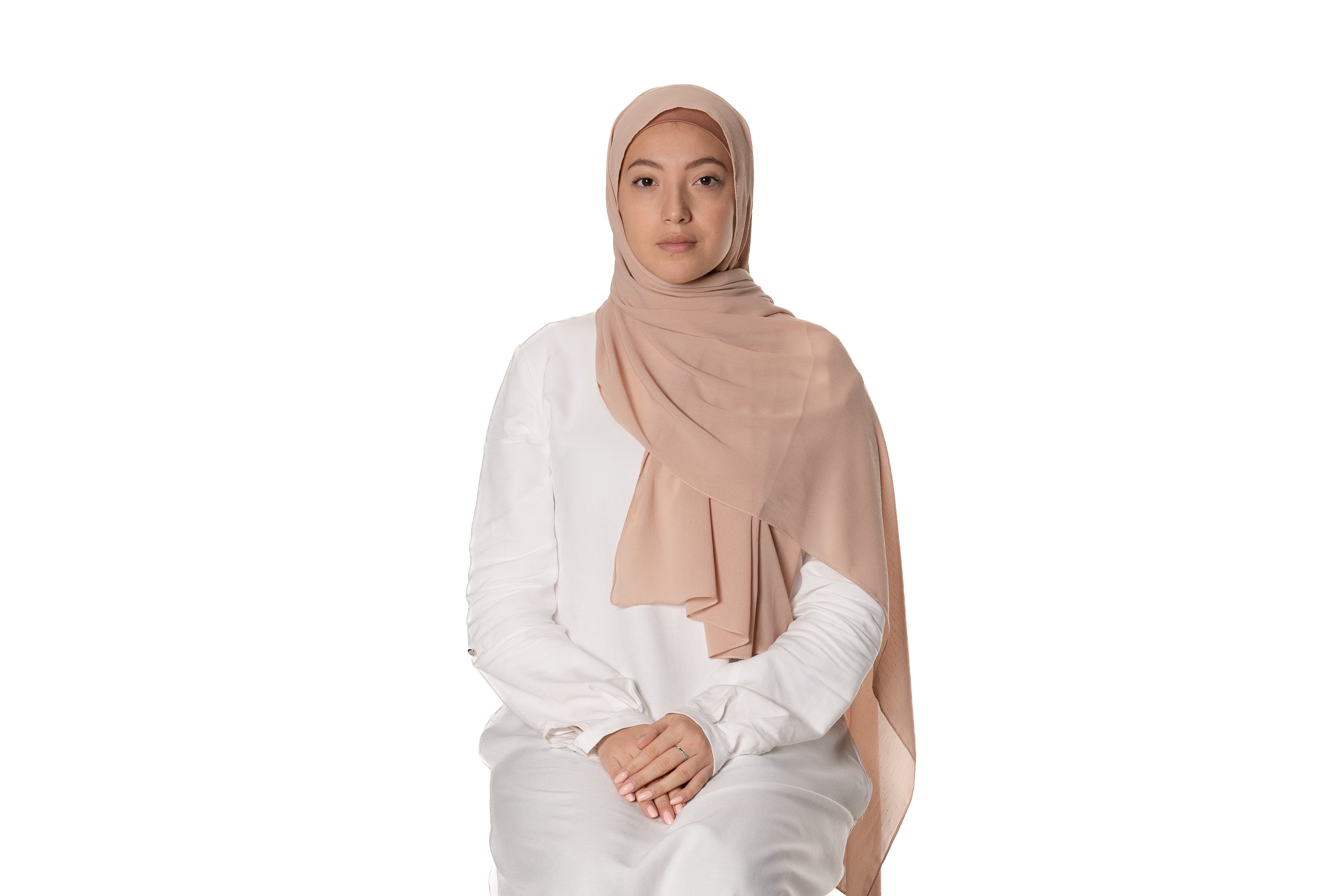 Jolie Nisa Hijab Pale Taupe Premium Luxury Crepe Crinkle Hijab - Non-Slip and Comfortable Hijab for All Occasions Premium Luxury Crepe Crinkle Hijab, voile - Soft and Stylish Headscarf