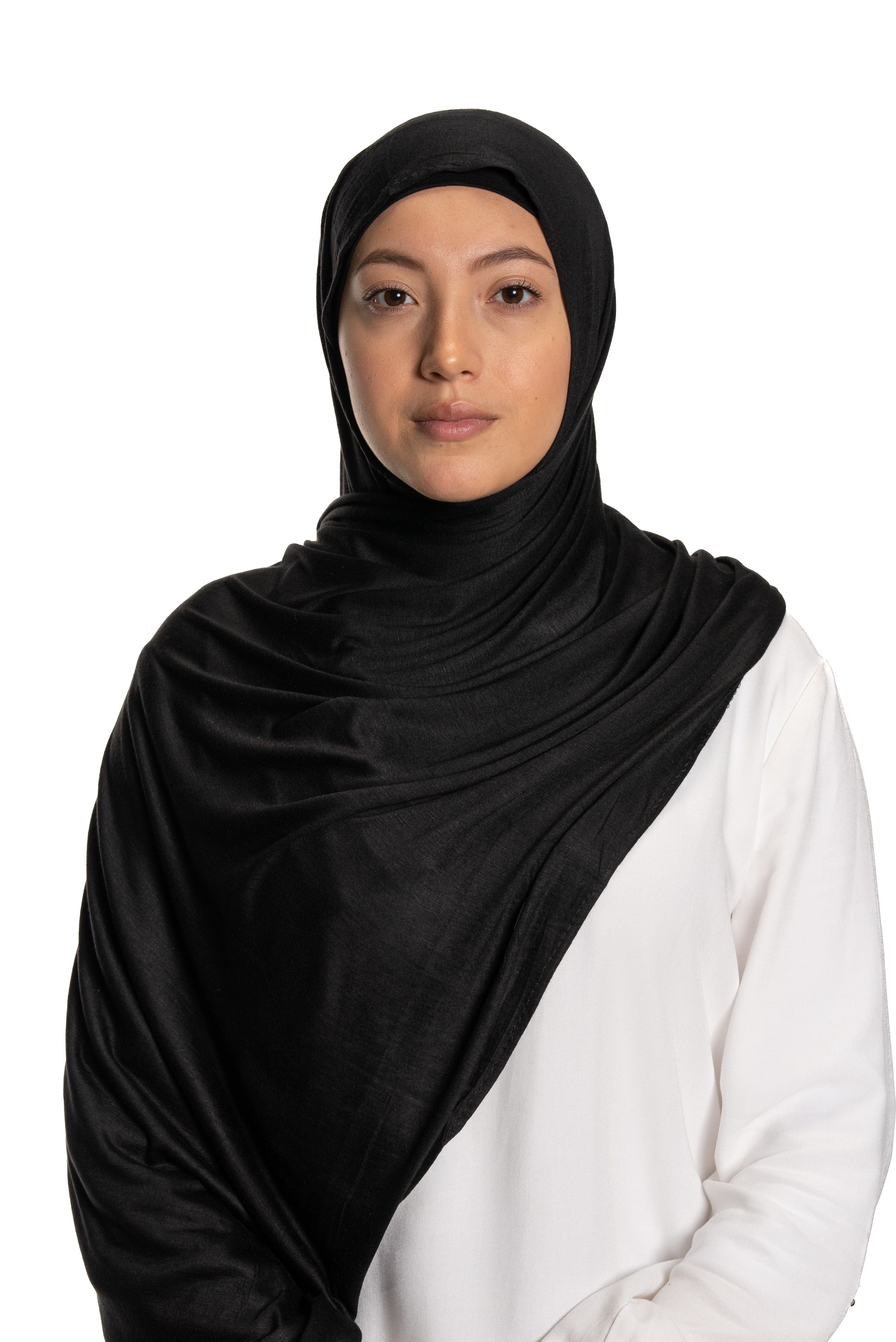 Jolie Nisa Hijab Black Premium Slip-on Jersey Instant Head Scarf Wrap for Effortless and Stylish Hijab Wear Premium Slip-on instant Jersey Head Scarf Wrap for Effortless and Stylish Hijab Wear!