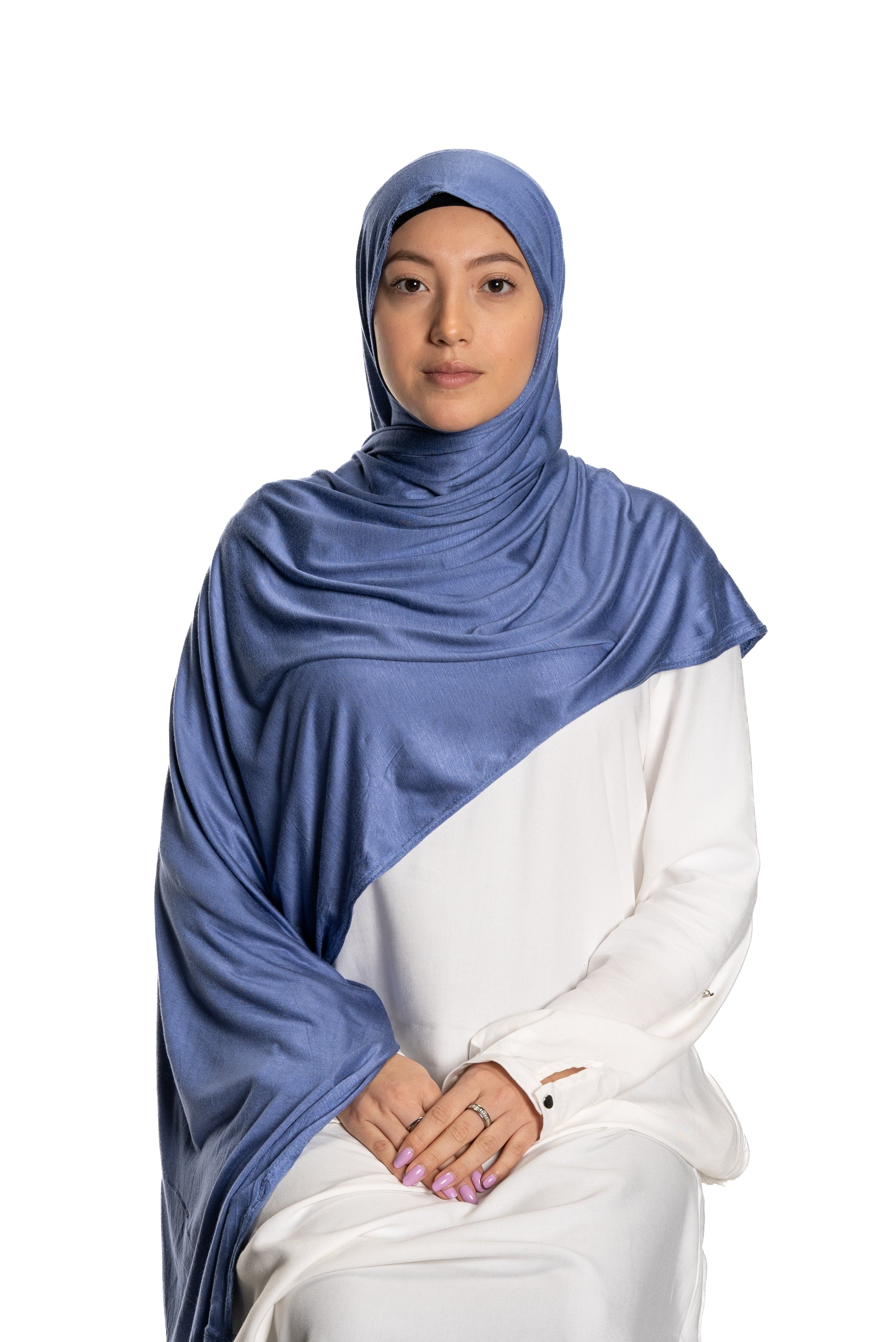 Jolie Nisa Hijab Brink Blue Premium Slip-on Jersey Instant Head Scarf Wrap for Effortless and Stylish Hijab Wear Premium Slip-on instant Jersey Head Scarf Wrap for Effortless and Stylish Hijab Wear!