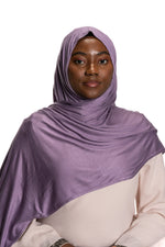 Load image into Gallery viewer, Jolie Nisa Hijab Violet Premium Slip-on Jersey Instant Head Scarf Wrap for Effortless and Stylish Hijab Wear Premium Slip-on instant Jersey Head Scarf Wrap for Effortless and Stylish Hijab Wear!
