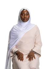 Load image into Gallery viewer, Jolie Nisa Hijab White Premium Slip-on Jersey Instant Head Scarf Wrap for Effortless and Stylish Hijab Wear Premium Slip-on instant Jersey Head Scarf Wrap for Effortless and Stylish Hijab Wear!
