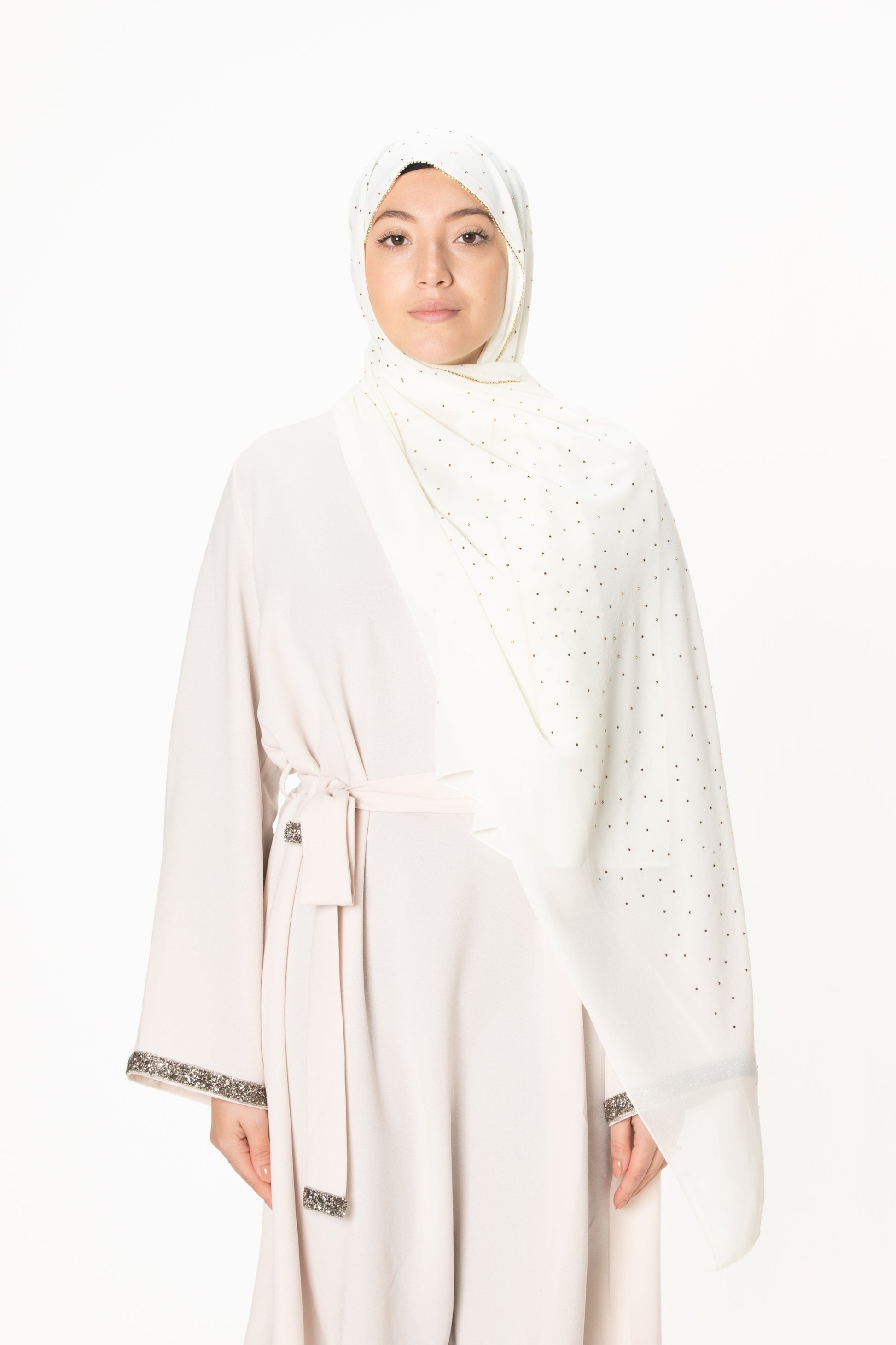 jolienisa Ice Cream Chiffon Hijab with Rhinestones