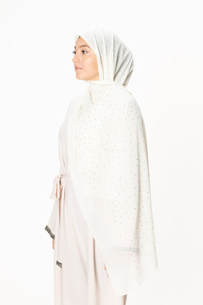 jolienisa Ice Cream Chiffon Hijab with Rhinestones