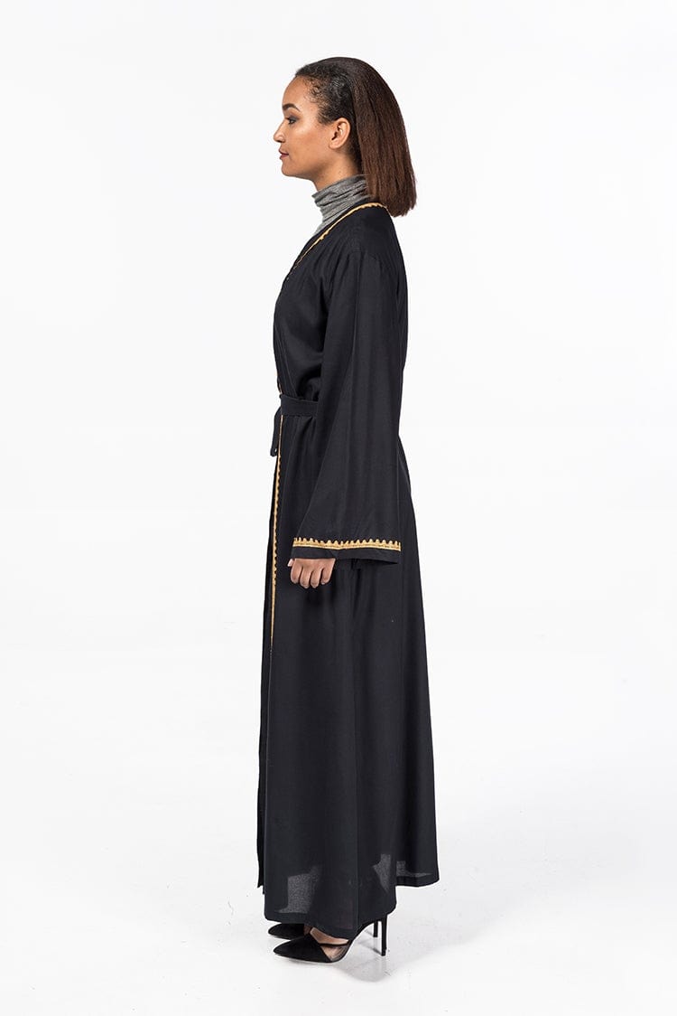 jolienisa Kimono Robe with Lace Trim - Black