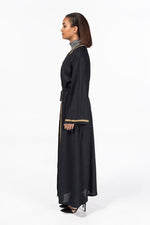 Load image into Gallery viewer, jolienisa Kimono Robe with Lace Trim - Black
