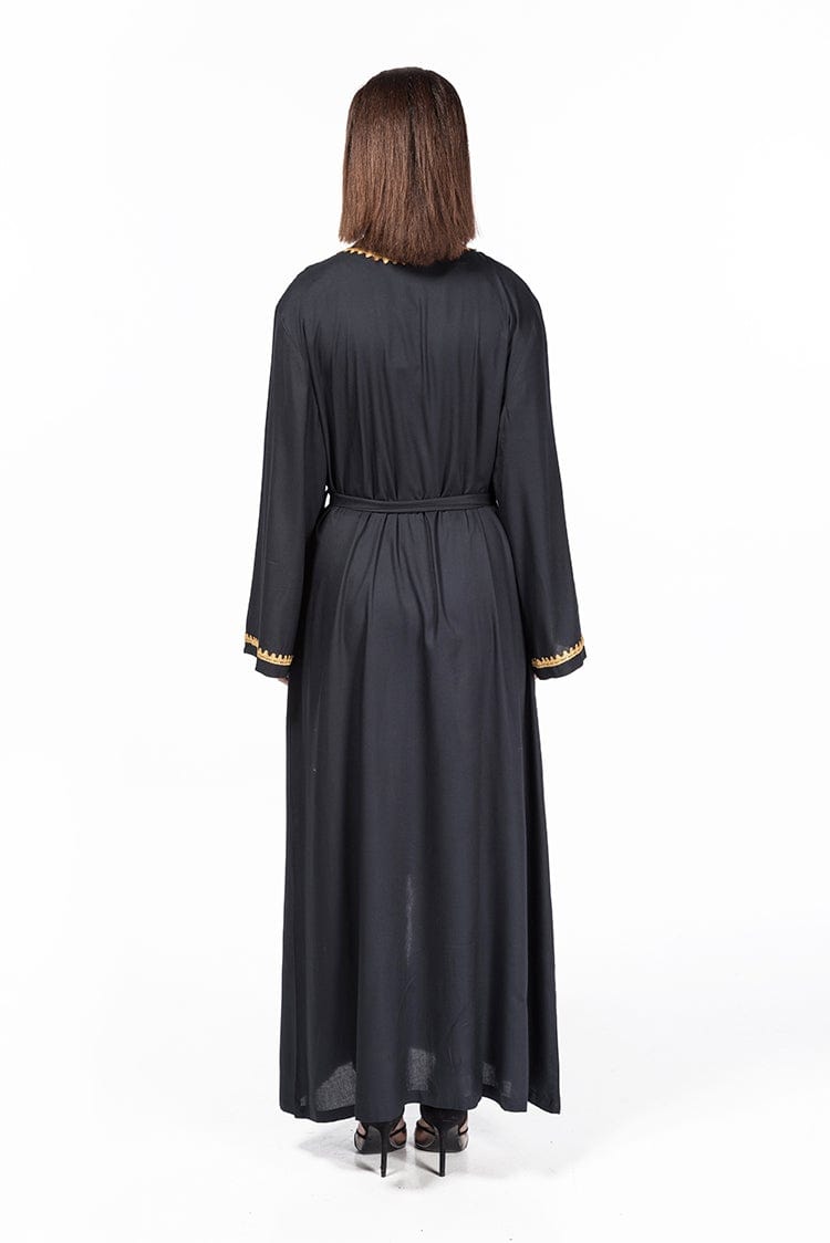 jolienisa Kimono Robe with Lace Trim - Black