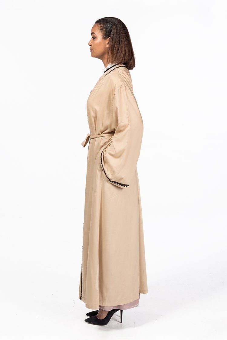 Kimono Robe with Lace Trim - Nude – jolienisa