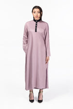 Load image into Gallery viewer, Lilac Button Down Tunic for Women with Mandarin Collar
