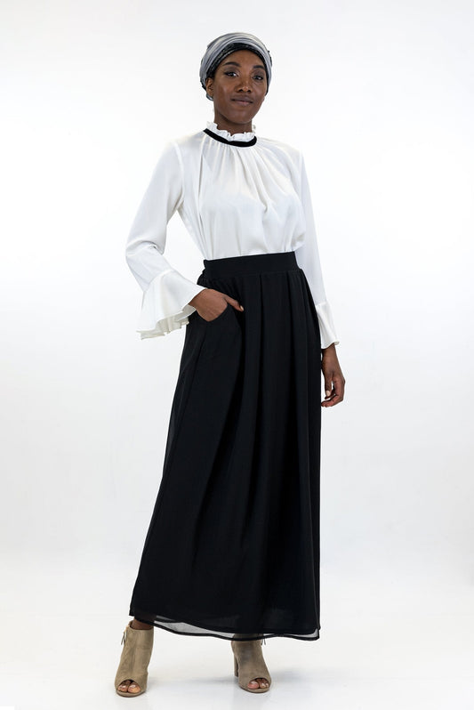 Pleated Maxi Skirt - Black - jolienisa