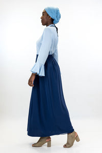 Pleated Maxi Skirt - Navy Blue - jolienisa