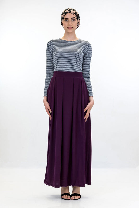 Pleated Maxi Skirt - Purple - jolienisa
