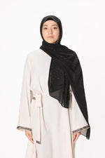 Load image into Gallery viewer, jolienisa Real Black Chiffon Hijab with Rhinestones
