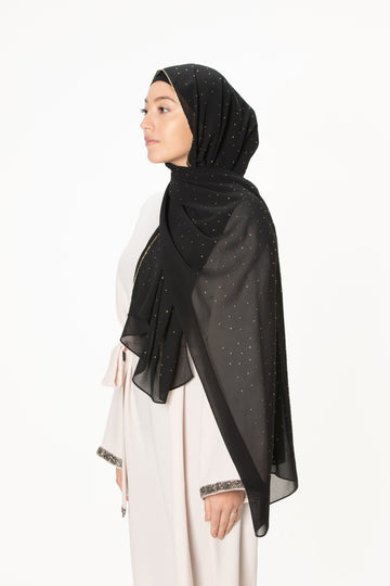 Long Black Rhinestone Hijab Pins