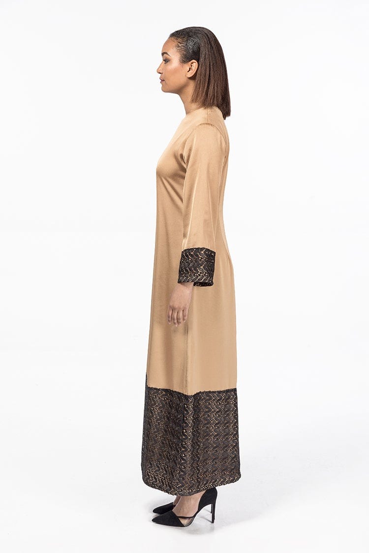 SANA Mustard - Lace Abaya Dress Side
