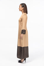 Load image into Gallery viewer, SANA Mustard - Lace Abaya Dress Side
