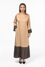 Load image into Gallery viewer, SANA Mustard - Lace Abaya Dress Front
