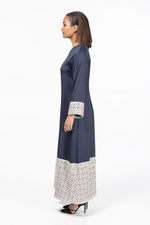 Load image into Gallery viewer, SANA Navy - Lace Abaya Dress Side
